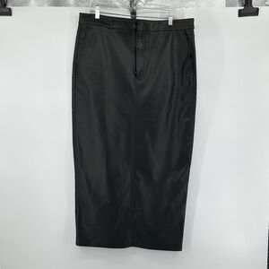 Express Midi Straight 90s Style Edgy Black Office Pencil Skirt Faux Leather Sz14